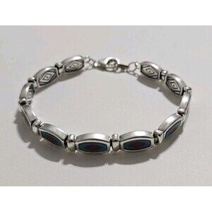 Vintage Western Sterling Silver Bracelet 925 Turquoise Gem